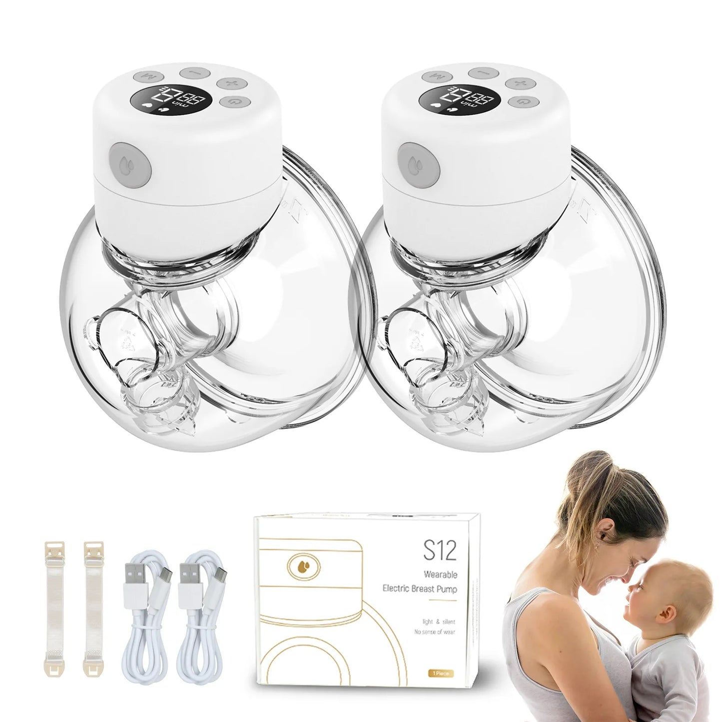 Wearable Electric Breast Pump Silent Invisible Hands Free Breast Pump BPA-free