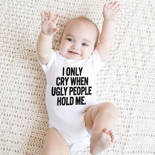 Funny Baby Bodysuits One Piece Jumpsuit Clothes Toddler Boy Girl Unisex Short Sleeve Outfits